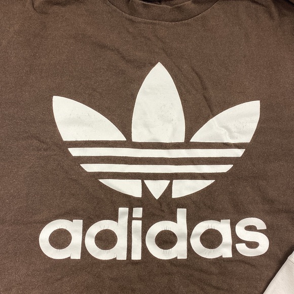 Adidas Brown Y2K Long Sleeve 2000s Trefoil Skater Grunge Medium - Picture 2 of 11